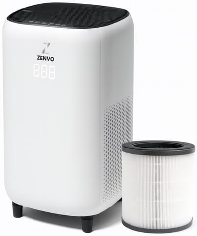 Zenvo Luchtreiniger XL - HEPA 13 Filter - CADR 360 m³/u - Tot 50 m² - Luchtkwaliteitssensor - 4 Standen - Voor Pollen, Fijnstof & Huisstof