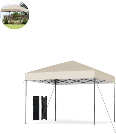 Partytent opvouwbaar - Paviljoen - 3x3 - Easy up - Waterdicht - met Zijwanden - Weerbestendig - Beige