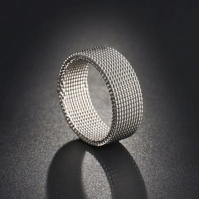Mode Elastische Mesh Kettingringen Titanium Roestvrij Staal Ringen Voor Mannen Vrouwen Bruiloft Verloving Mannen Ringen Punk Sieraden Cadeaus 12 gray