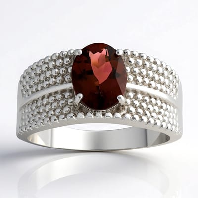 Cavill - Zilveren ring - 925 Sterling zilver gerhodineerd - Ouro Fino rubeliet 1,037 ct ovaal slijpsel - Elegante bolvormige damesring 22x19 mm