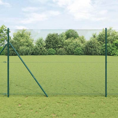 vidaXL - gelast - draadhek - met - grondbevestiging - 10 - x - 1,5 - m - Groen - Mesh