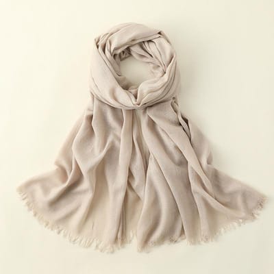 Zomerse Zijden Sjaal voor Dames, Modieuze Zonbescherming en Schaduw, Lange Strand Sjaal, Effen Kleur Katoen en Linnen Zijden Sjaal, Sjaal 100*195CM beige