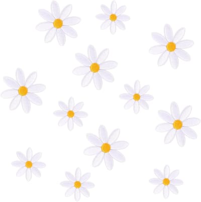 12 Stuks Daisy Bloemen Strijkpatches in 2 Maten, Witte Borduurpatches voor Kleding, Tassen en Hoeden met Schattige Applicaties