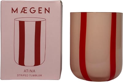 Maegen Drinkglas Strepen Roze Rood Atina