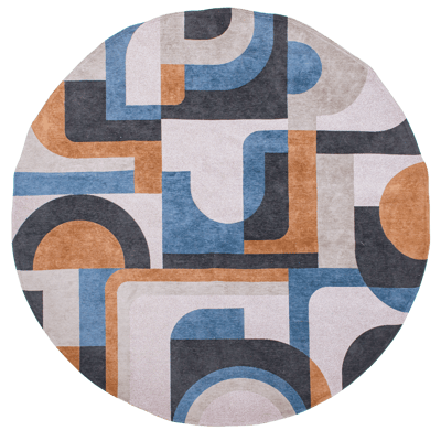 Wasbaar Binnen & Buiten Vloerkleed - 240 x 240 cm - Louis De Poortere Module Camel Blue - Laagpolig Tapijt - Gerecycled PET - Made in Belgium - Circulair