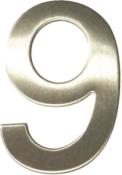 Huisnummer 9 - Geborsteld RVS Deur- en Wandcijfer - 10 cm Hoog - Zilverkleurig