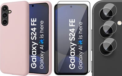 Hoesje geschikt voor Samsung Galaxy S24 FE - Screenprotector Volledig Dekkend Glas & Camera - Mat Back Case Roze