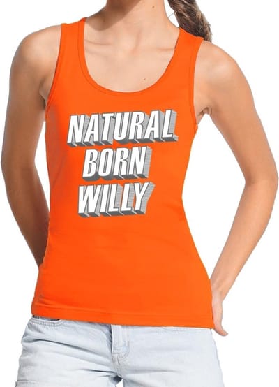 Oranje Natural born Willy tanktop / mouwloos shirt voor dames - Koningsdag kleding S