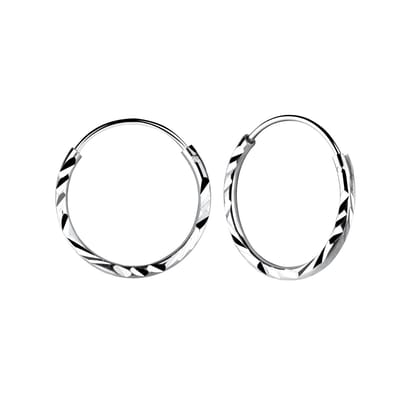 Joy|S - Zilveren oorringen 16 mm - diamond cut