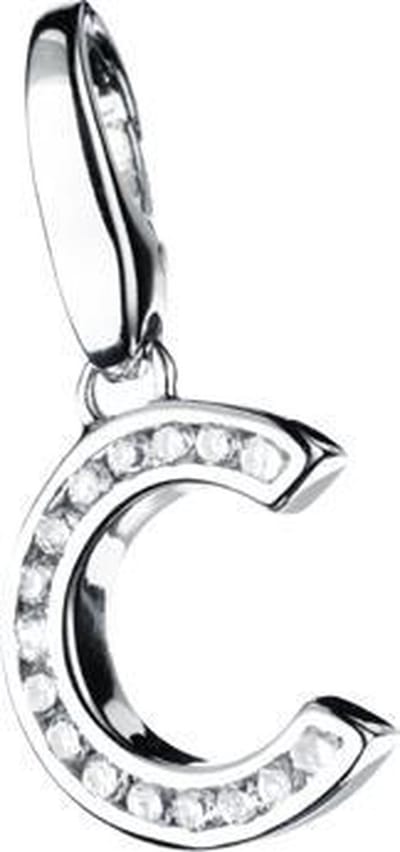 Charm | bedel | zilver | letter | C | zirkonia