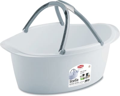 Stefanplast Wasmand/draagmand/teil met hengsel - kunststof - 25 Liter - wit - 60 x 40 x 25 cm - Schoonmaak/huishoud teilen