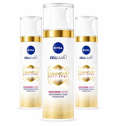 3 x NIVEA - Cellular LUMINOUS630 Dagcrème - Anti-Vlek Gezichtscrème - SPF 50 - Voor alle huidtypen - Tegen Pigmentvlekken - 40 ml - Grootverpakking - Anti-spot Crème - Pigmentvlekken - SPF 50 - Gezichtscreme - Huidverkleuring