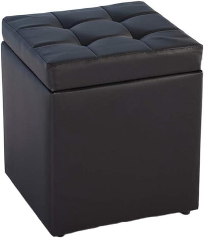 Opbergpoef Vierkant - Zetel Kruk - Ruimte Organiseren - Met Scharnierend Deksel - 30 x 30 x 35 cm - Bruin