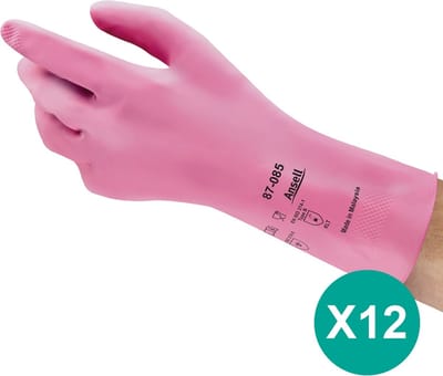 AlphaTec® 87-085 - Chemische beschermende handschoenen, Huishouden, Latex, XL, Roze, 12 paar
