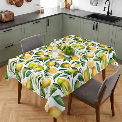 Zomer Citroen Groene Bladeren Rechthoekige Tafelkleed voor Tafeldecor Boerderij Fruit Oogst Keuken Eettafelkleed Feestdecoraties 140x140cm