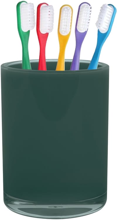 Home & Styling badkamer bekers - tandenborstelhouder - Troyes - kunststof - groen - 7 x 9 cm