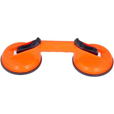Ventouse à 2 mâchoires pour retirer le verre, poignée en plastique, patin en caoutchouc, extracteur de plaque à vide, capacité 45 kg (100 lb). orange