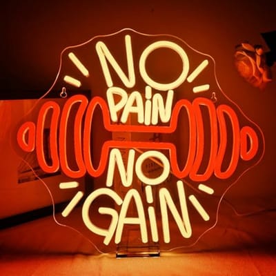 No Pain No Gain Gym Neon Bord - Dimbaar LED Licht voor Fitnessstudio