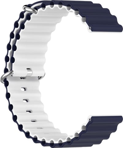 Siliconen bandje - geschikt voor Samsung Galaxy Watch 3 45mm / Galaxy Watch 46mm / Gear S3 Classic & Frontier en Polar Vantage M / M2 / V3 / Grit X (Pro) - donkerblauw-wit