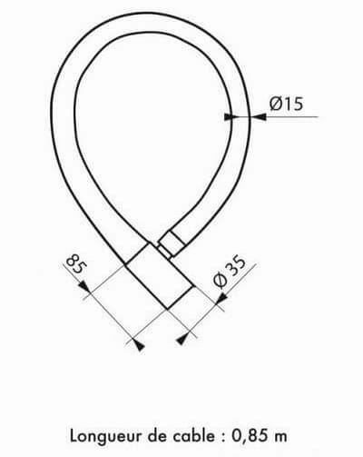 Motorslot, met sleutel, SCORP, 15 mm, 85 cm, THIRARD