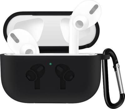 AirPods hoesjes van By Qubix - AirPods Pro / AirPods Pro 2 siliconen hoesje met karabiner haak - Zwart Airpods Pro Case Hoesje voor Airpods pro Hoes