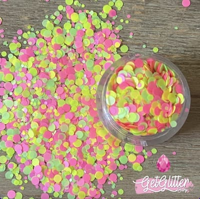 GetGlitterBaby® - Biologische / Biologisch afbreekbare Chunky Mix Festival Glitters voor Lichaam en Gezicht / Biodegradable Groene Gele Face en Body Glitter- Groen Geel Roze