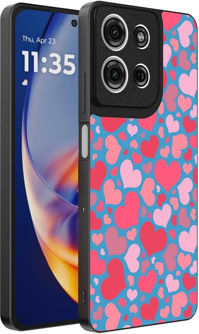 Geschikt voor Motorola Edge 50 Neo Telefoonhoesje met Hartjes Print - Hearts Design TPU Backcover Case - Kinder Hoesje met Hartjes Design - Smartphonica geschikt voor Motorola Edge 50 Neo