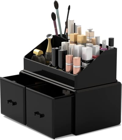 Make-uporganizer, opbergdoos voor cosmetica, met 2 laden, in 2 lagen