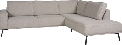 Hoekbank Alford - Textiel - Naturel - 260x85x208 cm - Divan Rechts - Zwarte Poten