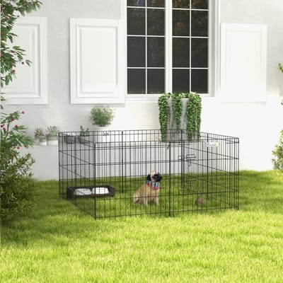 MODFU - Huisdierenren - Met Deur En Flexibele Vorm - Voor Binnen En Buiten - Metaal - Zwart - 61 x 61 cm