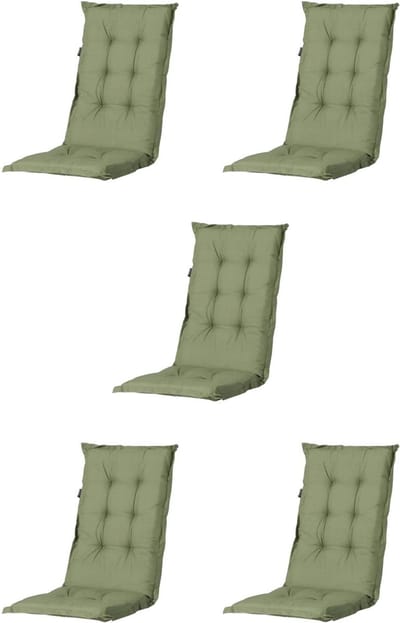 Madison - Tuinkussen - Universeel - Lage Rug - 5 st. - Basic Green - 105x50cm - Groen - Tuinstoelkussens - Standenstoel