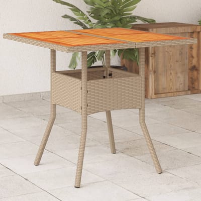 vidaXL - Tuintafel - 80x80x75 - cm - poly - rattan - en - acaciahout - beige