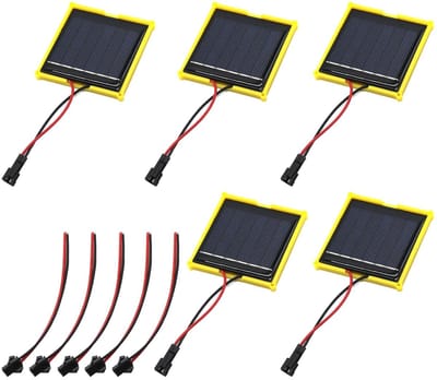 Mini Zonnepanelen - Doe-het-zelf Energie - Educatief Gebruik - Voorbedrade Connector - 5 Stuks 6 cm - Geel