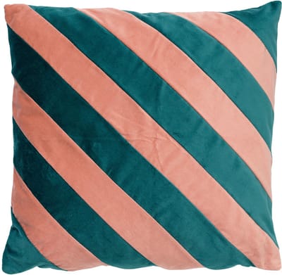 Dutch Decor PEBBE - Sierkussen velvet 45x45 cm - sagebrush green - groen - roze - strepen - Inclusief binnenkussen - Luxe kussens voor woonkamer & bank