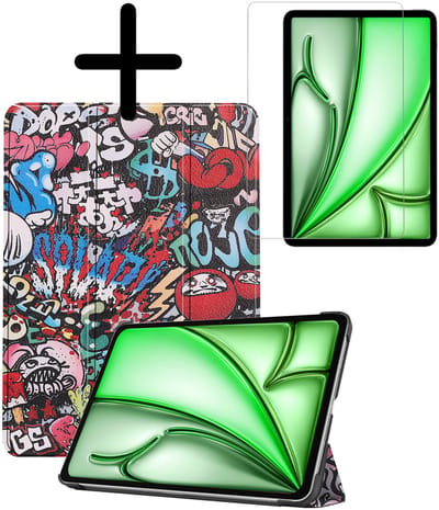 Hoesje Geschikt voor Apple iPad Air M3/M4 (2025/2026) - 11 inch - Met Screenprotector - Trifold Bookcase - Hard Cover - Hardcover Book Case - Tablet Hoes - Graffity