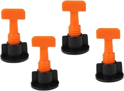 Tegel Leveling Systeem - Vloer Egaliseer Tool - Vloeren Leggen - Herbruikbaar Met Kruis - 702 Stuks - Zwart Oranje