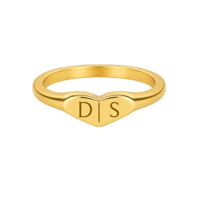 Ring Hart met 2 Initialen Goud, USA 6 / NL 16.5 (52mm)
