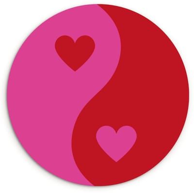 WallCircle® Wandcirkel 90x90 cm - Muurcirkel Minimalistisch - Rood - Roze - Hartjes - Muurdecoratie woonkamer - Wanddecoratie keuken - Kamer decoratie accessoires - Ronde schilderijen