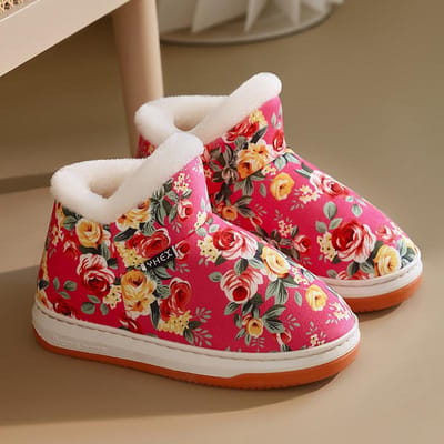 Winter Anti-Slip Huispantoffels Warm Huis Dames Binnen Katoen Pluche Heren Zachte Waterdichte Pantoffels Winterlaarzen 35-36 roze