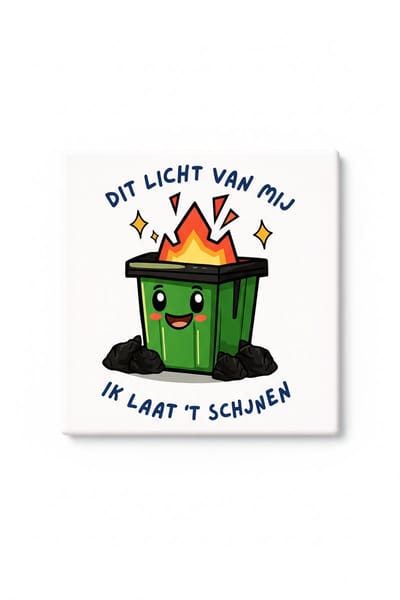 Grappige Motiverende Quote Tegel – “Dit Licht Van Mij, Ik Laat ’t Schijnen” Schattig Afvalcontainer Design – Humoristische Keramische Decoratieve Tegel Cadeau