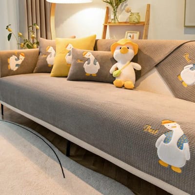 Luxe Cartoon Eend Bankovertrek voor Woonkamer Antislip Effen Dik Zacht Bankkussen Mat Maïs Pluche Bankhanddoek Huis Bank Decor 70x70cm 1pcs