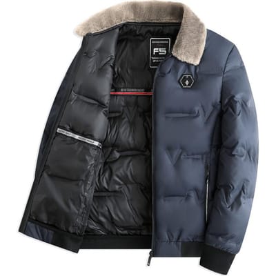 Heren Zakelijk Warm Kort Revers Katoenen Jas Herfst en Winter Nieuwe Mode Casual Eenvoudige Jas met Bontkraag 5XL black