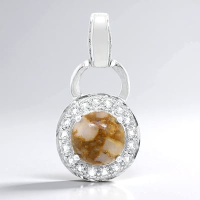 Cavill - Zilveren hanger met 3,72 ct dinosaurus kwarts & 0,47 ct witte topaas - 925 Sterling zilver - Vintage elegant ladies sieraad