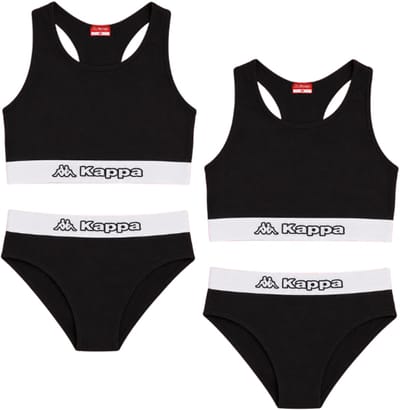 2-pack Kappa Dames Ondergoedset - Top & Slip - 100% Katoen - Dames ondergoed - Katoenen ondergoed - Zwart - Maat S/M