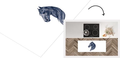 Keukenloper - Loper keuken - Paard - Waterverf - Blauw - 120x50 cm - Keukenloper vinyl