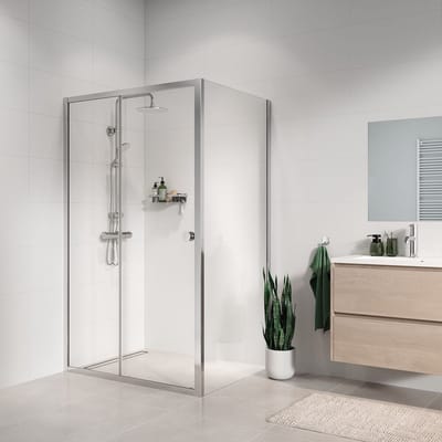 Sealskin Seev Schuifdeur voor nis of met zijwand 120x195 cm, 6 mm helder veiligheidsglas Zilver hoogglans