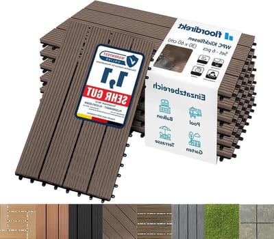 WPC Terrastegels - Kliktegels Balkontegels - Buitenruimte Inrichten - Weerbestendig Drainage - 60 x 30 cm - Donkerbruin