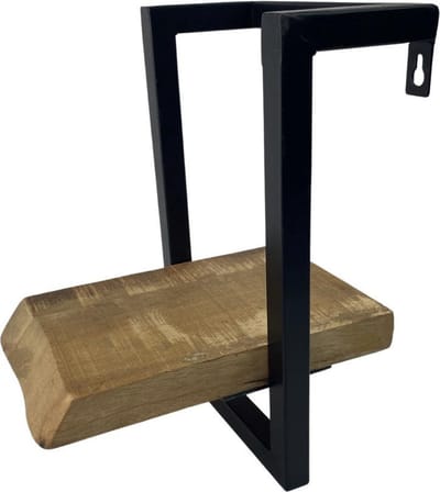 Wandrek | Zwevend wandrek hout metaal 1-laags van WDMT™ | 24 x 20 x 30 cm | Industriële wand decoratie vervaardigd uit hout en metaal | Bruin