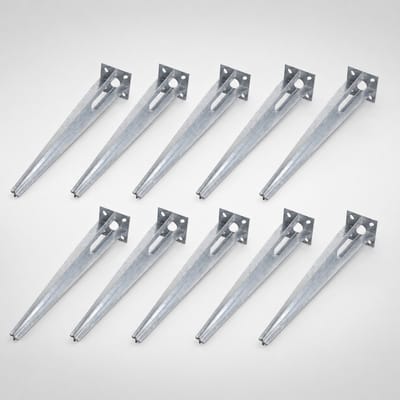 10x grondinrijhuls voor Ø 34 mm grondinrijhuls 50 cm lengte afrasteringspaal verzinkt bevestiging 100x100 mm