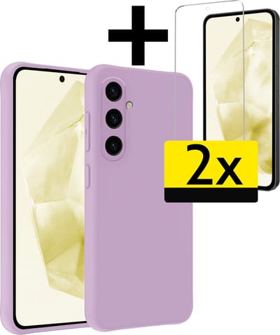 Hoesje - Met 2x Screenprotector - Geschikt voor Samsung Galaxy A35 - Sterk & Shockproof - Back Cover - Siliconen Case - Telefoon Hoes - Telefoonhoesjes - Lila